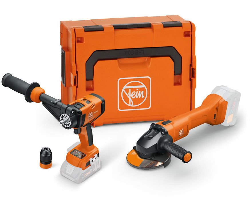 Fein ASCM 18-4 QM AS akkus fúró-csavarozó és CCG 18-125-12 akkus sarokcsiszoló (akku és töltő nélkül, L-BOXX-ban) termék fő termékképe