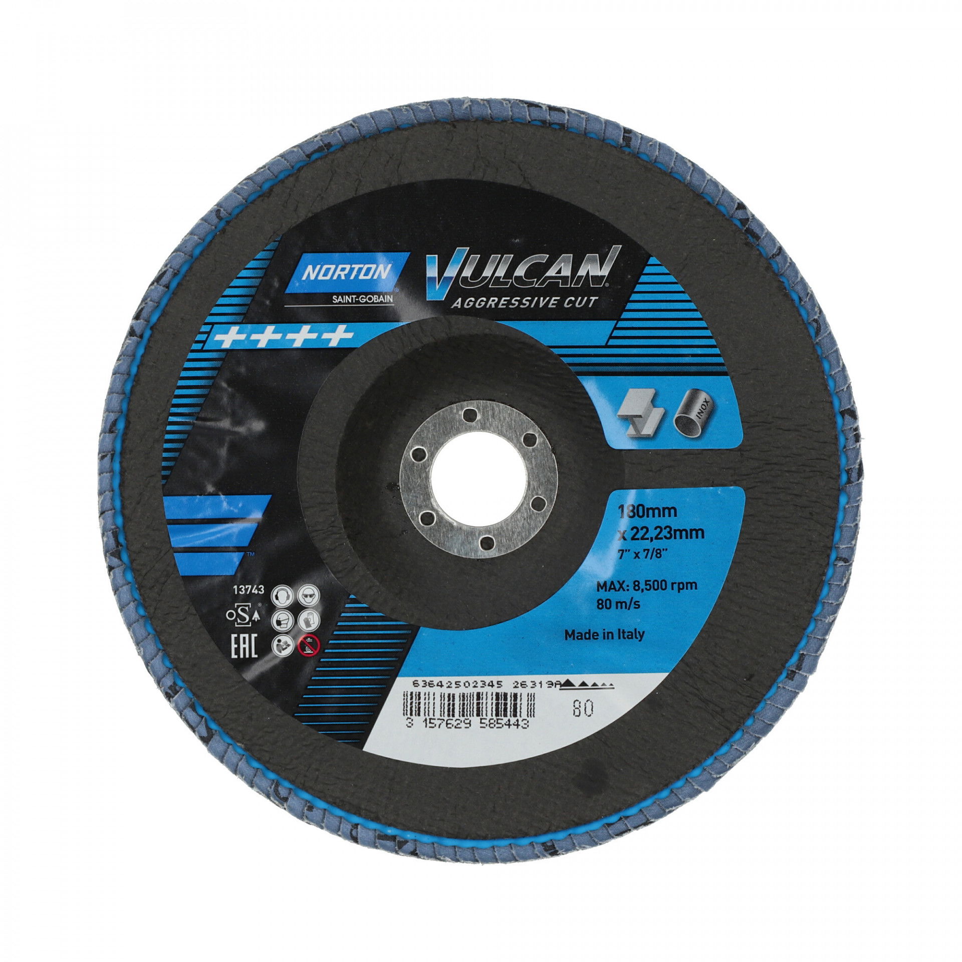 Norton Vulcan R842 lamellás csiszolókorong Ø180x22 P80, 10 db/csomag termék fő termékképe