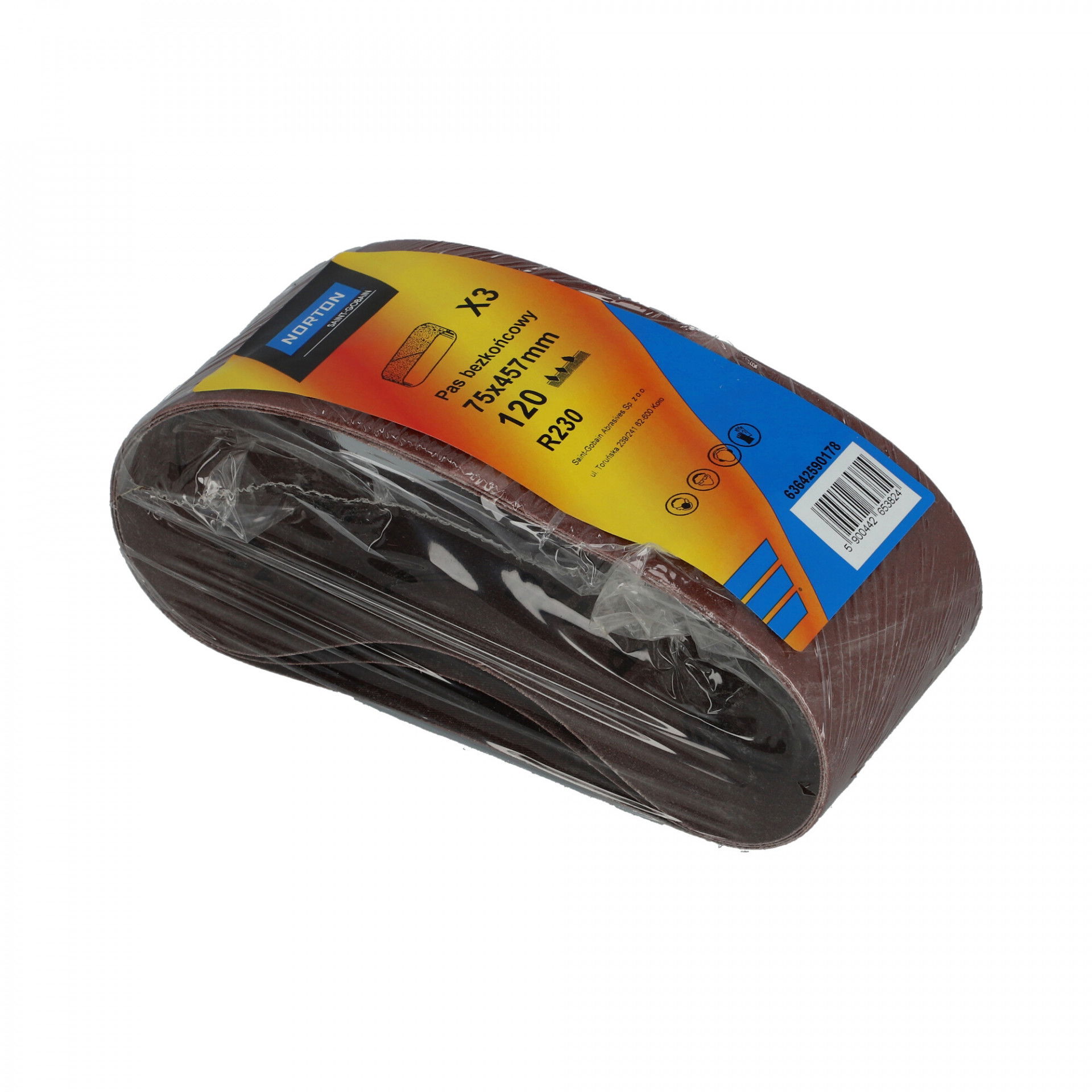 Norton R23N kisgép csiszolószalag 75x457mm P120 Multipack, 3 db/csomag termék fő termékképe