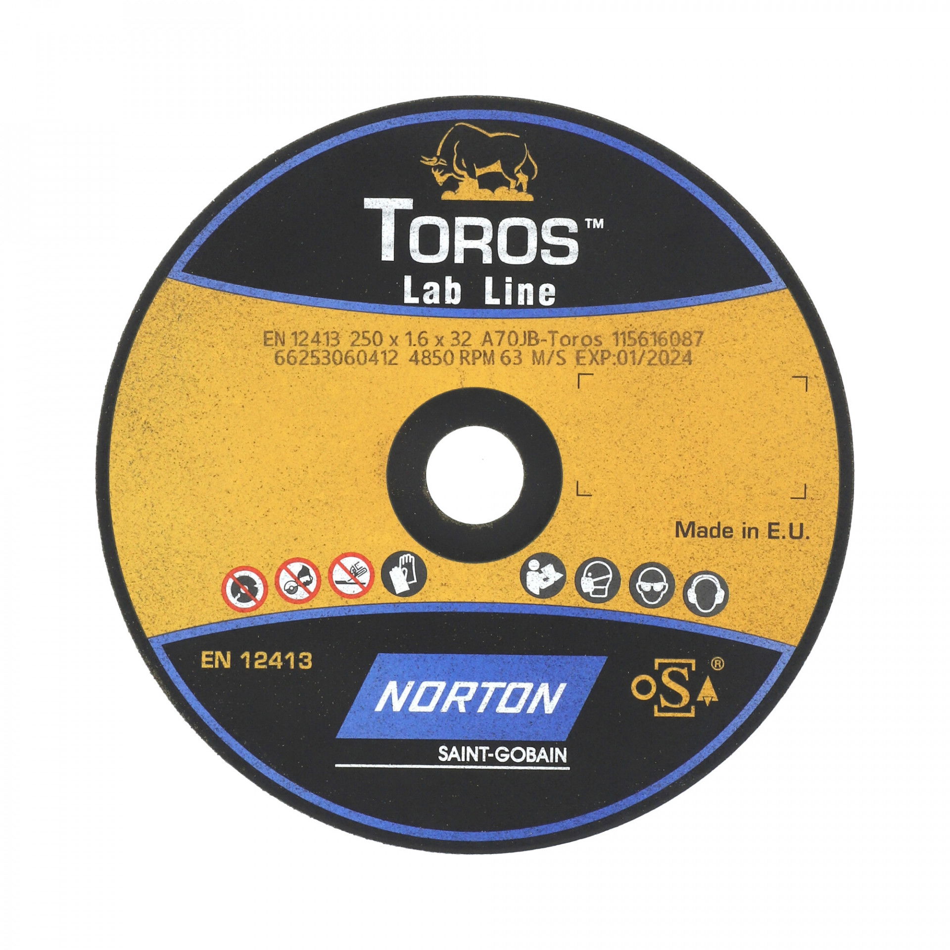 Norton Toros Preciziós gépipari erősítés nélküli vágókorong 250x1,6x32 mm 4XGP 70 J B26, 10 db/csomag termék fő termékképe