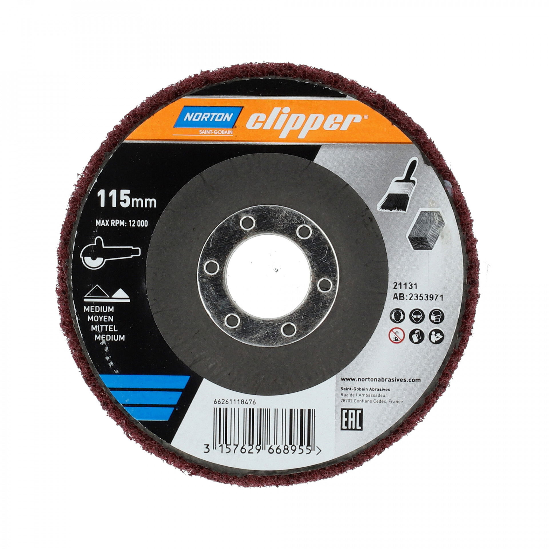 Norton Clipper fa & lakk tisztítótárcsa Rapid Strip Ø115x22 mm, 10 db/csomag termék fő termékképe