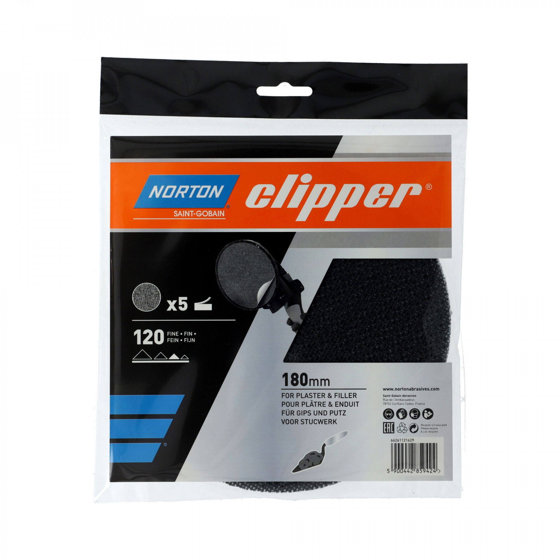 Norton Clipper Q43 falcsiszoló háló Ø180mm P120, 5 db/csomag termék fő termékképe