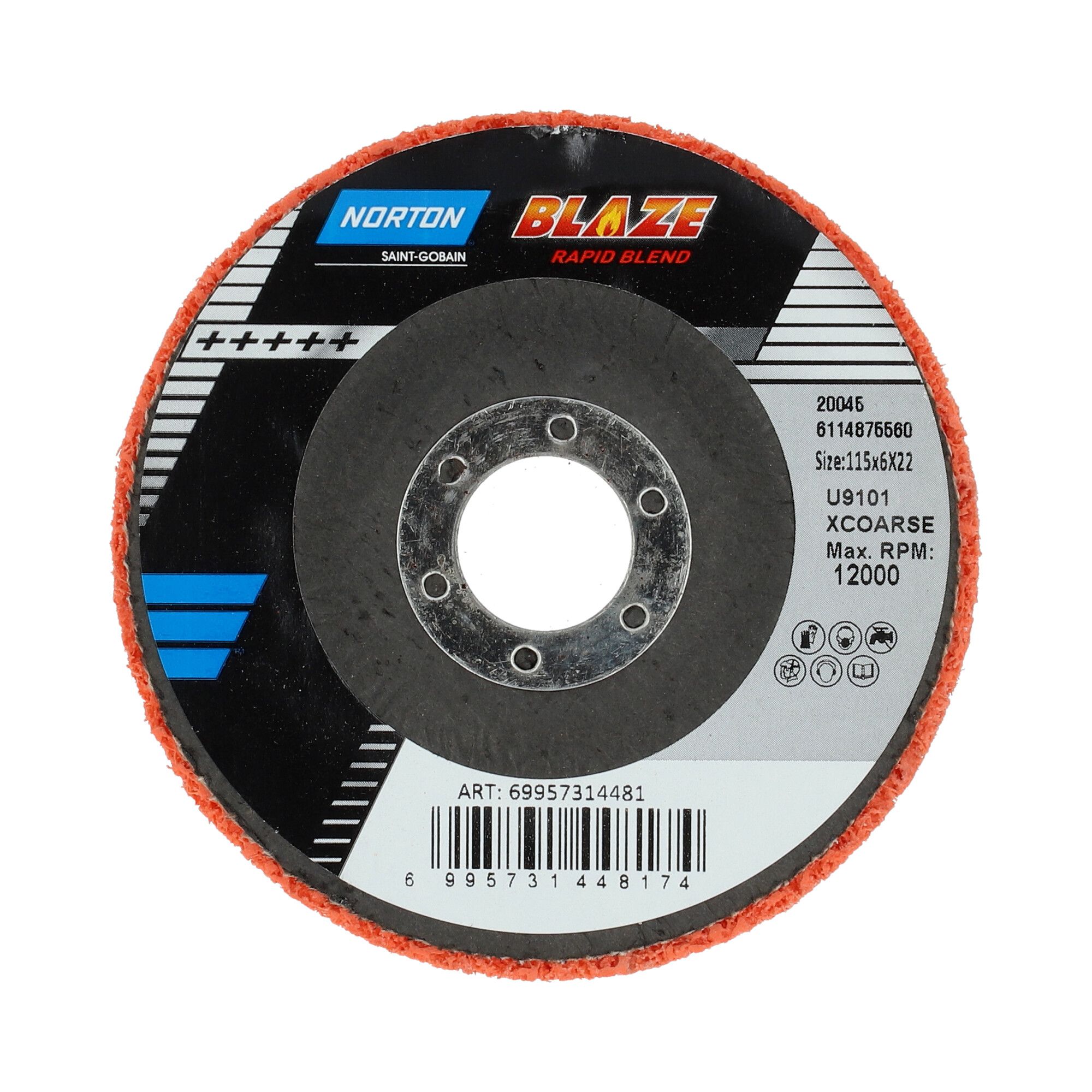 Norton Blaze Rapid Blend DPC tisztítótárcsa Ø115x6x22 mm Extra kemény termék fő termékképe