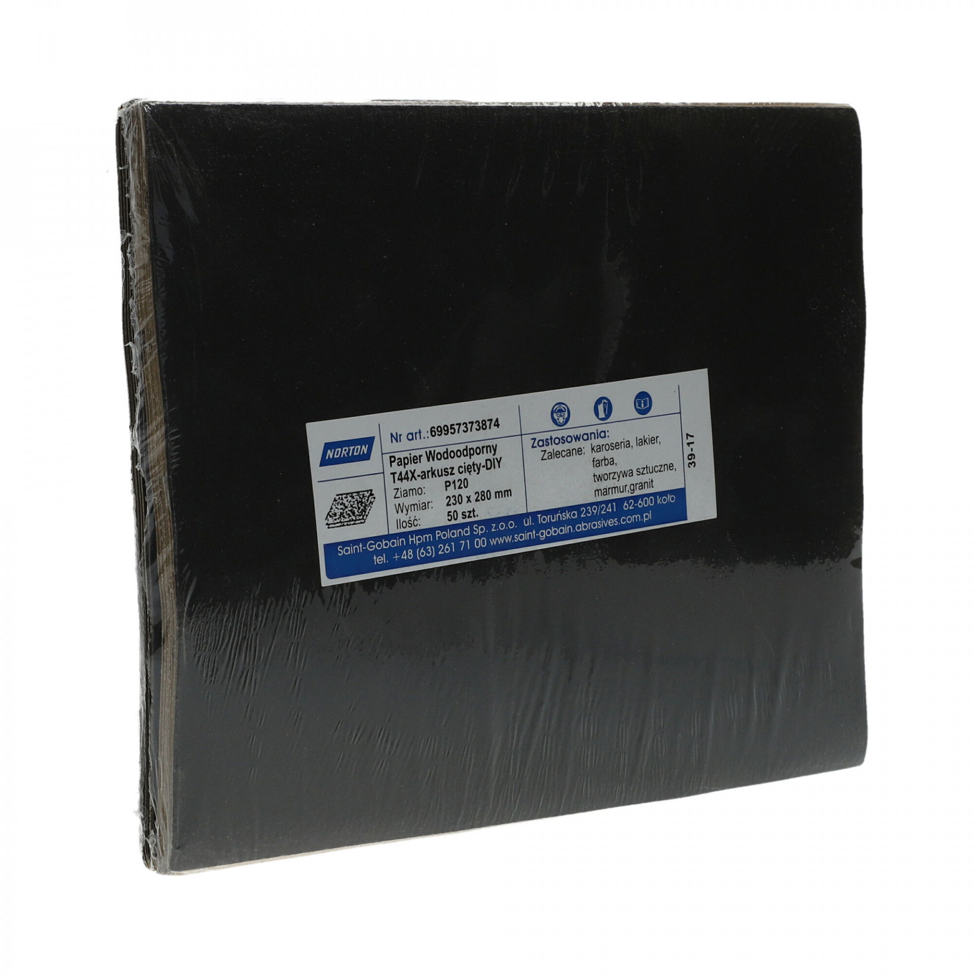 Norton T44X vízálló csiszolópapír 230x280mm P120, 50db/csomag termék fő termékképe