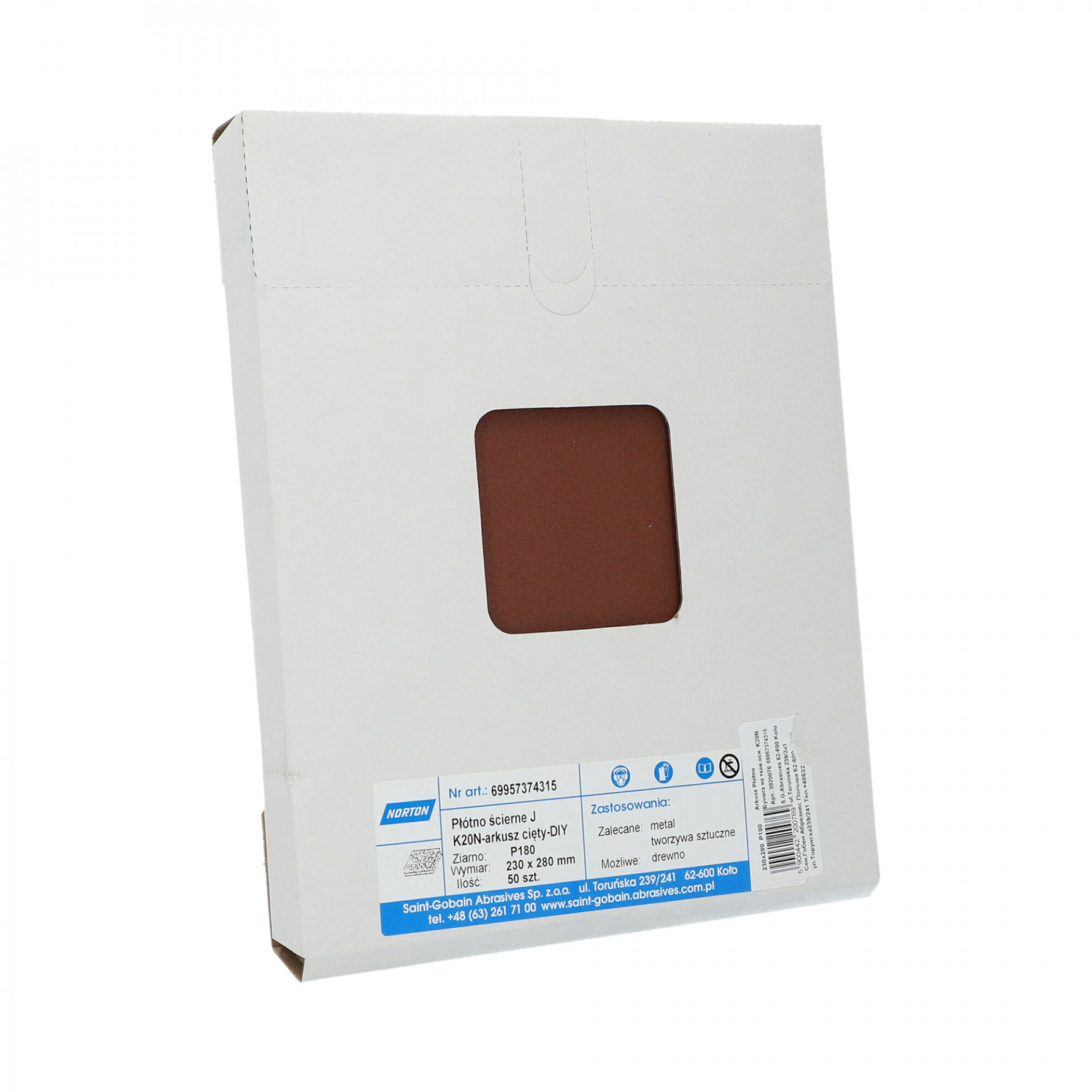 Norton K20N csiszolóvászon 230x280mm P180, 50 db/csomag termék fő termékképe