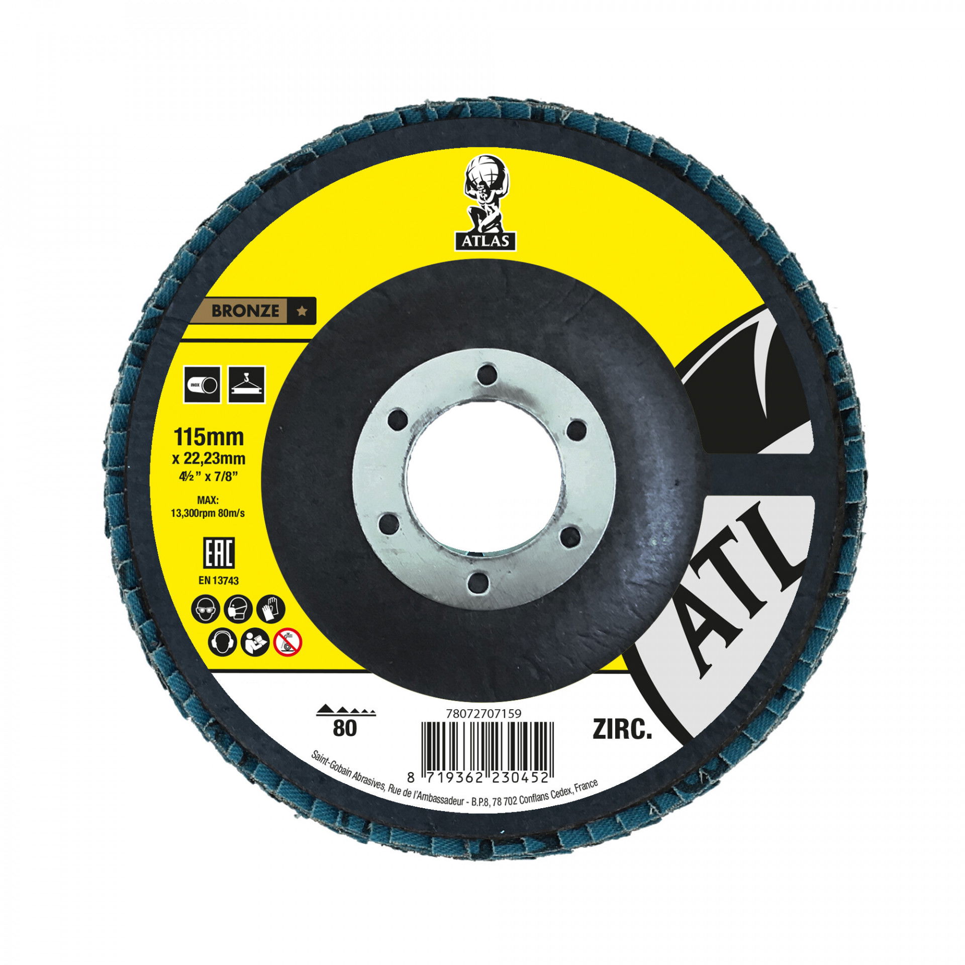 Atlas KX663 lamellás csiszolókorong Ø115x22 mm P80, 10 db/csomag termék fő termékképe