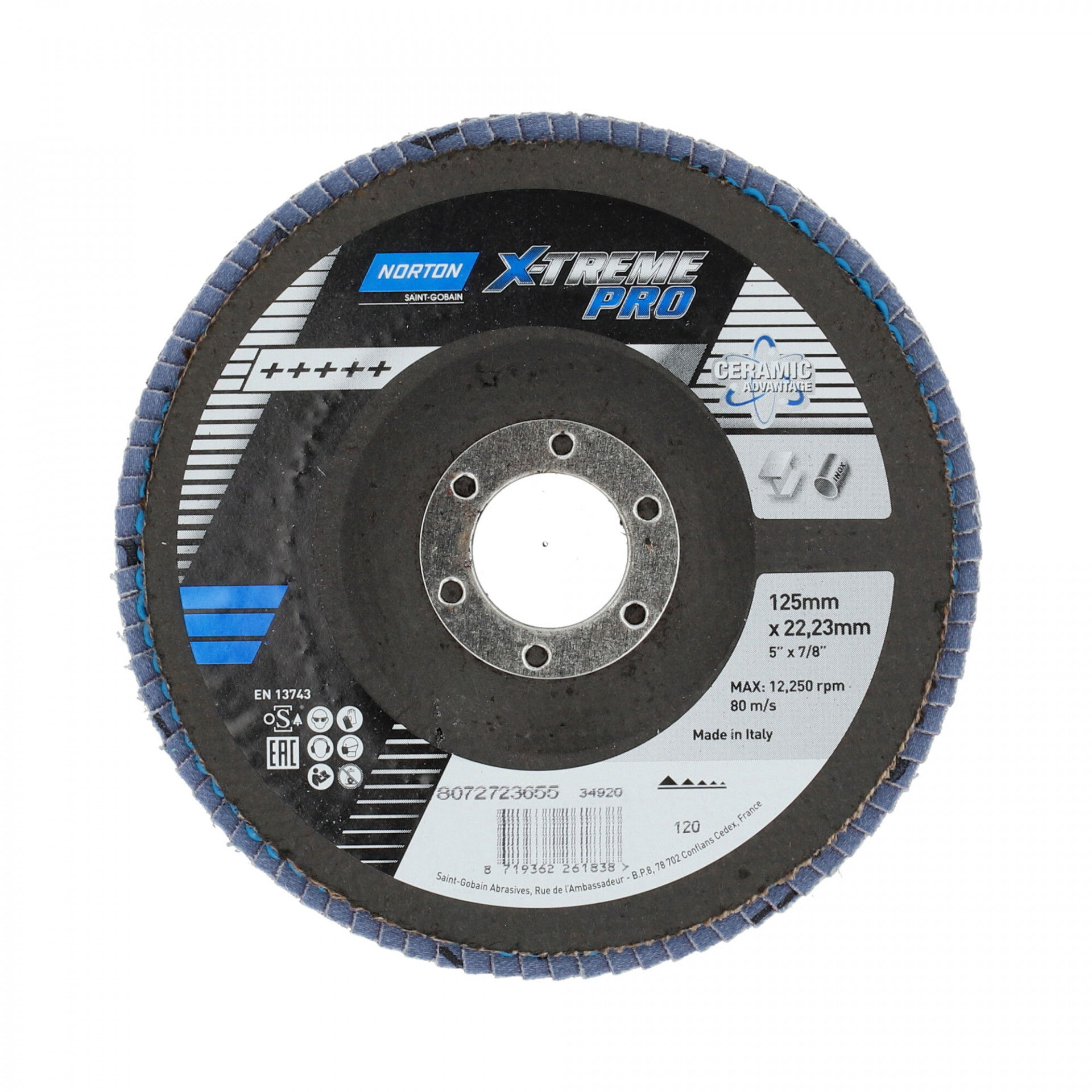 Norton X Treme Pro R928 lamellás csiszolókorong Ø125x22 mm P120, 10 db/csomag termék fő termékképe