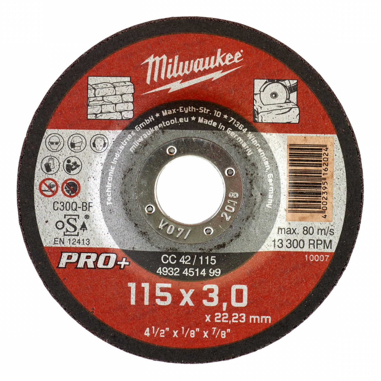 Milwaukee CC 42/115 PRO+ kővágó tárcsa, hajlított, 115x3.0 mm termék fő termékképe