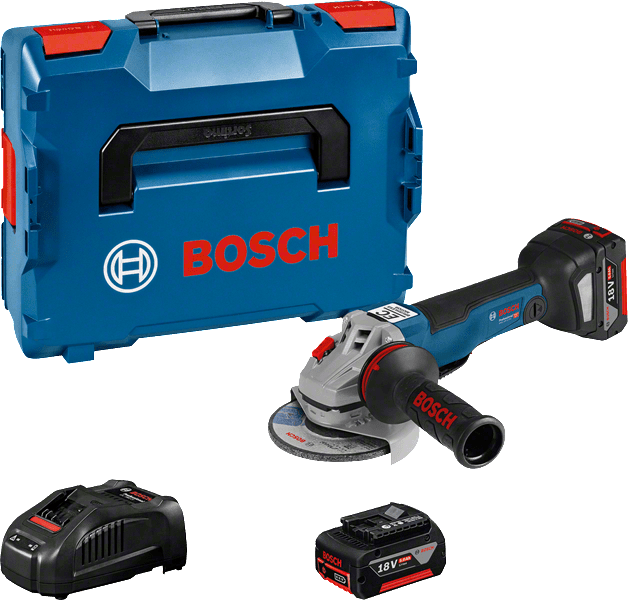 Bosch GWS 18V-10 PC akkus sarokcsiszoló (2 x 5.0 Ah Li-ion akkuval, L-BOXX-ban) termék fő termékképe