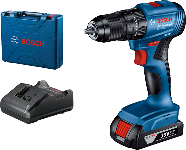 Bosch GSB 185-LI akkus ütvefúró-csavarozó (1 x 2.0 Ah Li-ion akkuval, kofferben) termék fő termékképe